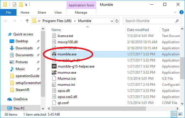 mumble exe in folder